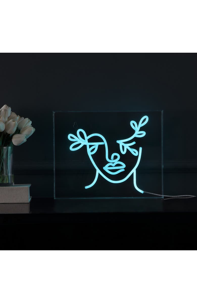 JONATHAN Y Teary Contemporary Glam Acrylic Box USB Operated LED Neon Light, Main, color, Blue
