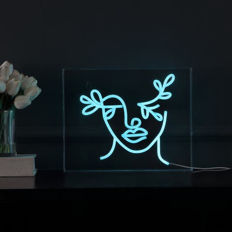 Teary Contemporary Glam Acrylic Box USB Operated LED Neon Light