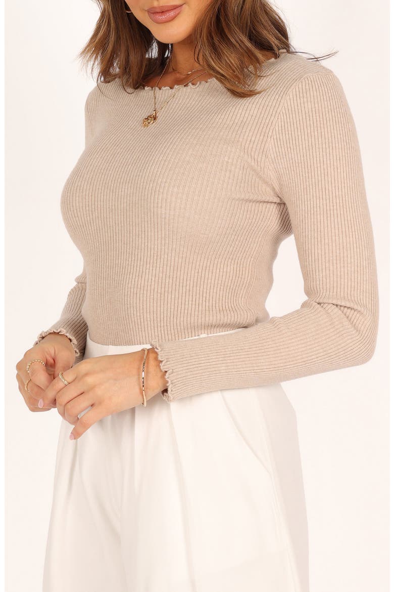 Kya Lettuce Edge Rib Sweater, Alternate, color, BEIGE