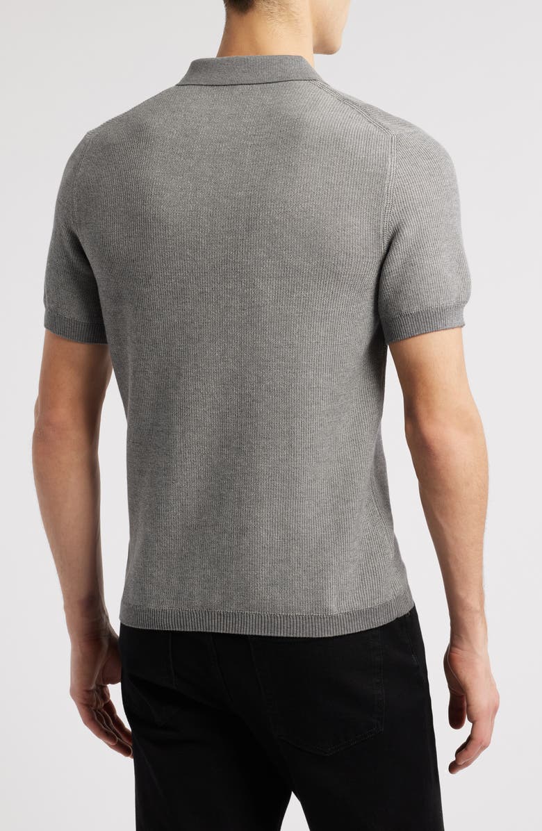 Robert Barakett Barley Short Sleeve Cotton Polo Sweater, Alternate, color, Grey