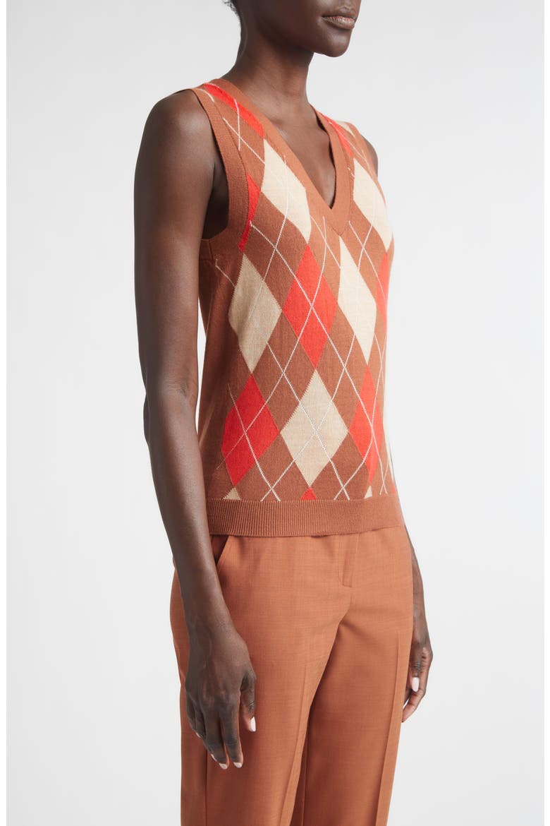 Argyle Plaid Wool Blend Sweater Vest, Alternate, color, CAMEL/ RUST / PERSIMMON MULTI