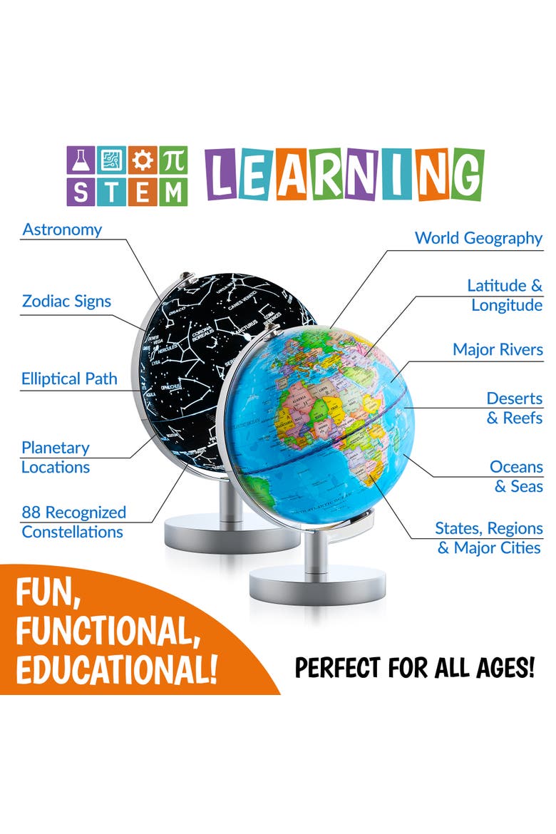Illuminated Globe for Kids Learning - 7.2 Diameter, Alternate, color, Multi Color