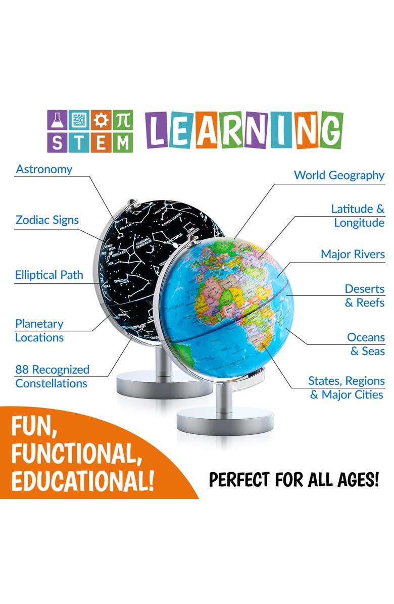 USA Toyz Illuminated Globe for Kids Learning - 7.2 Diameter, Alternate, color, Multi Color