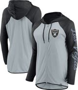 FANATICS Women's Fanatics Silver/Black Las Vegas Raiders Script Full-Zip Hoodie