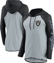 FANATICS Women's Fanatics Silver/Black Las Vegas Raiders Script Full-Zip Hoodie