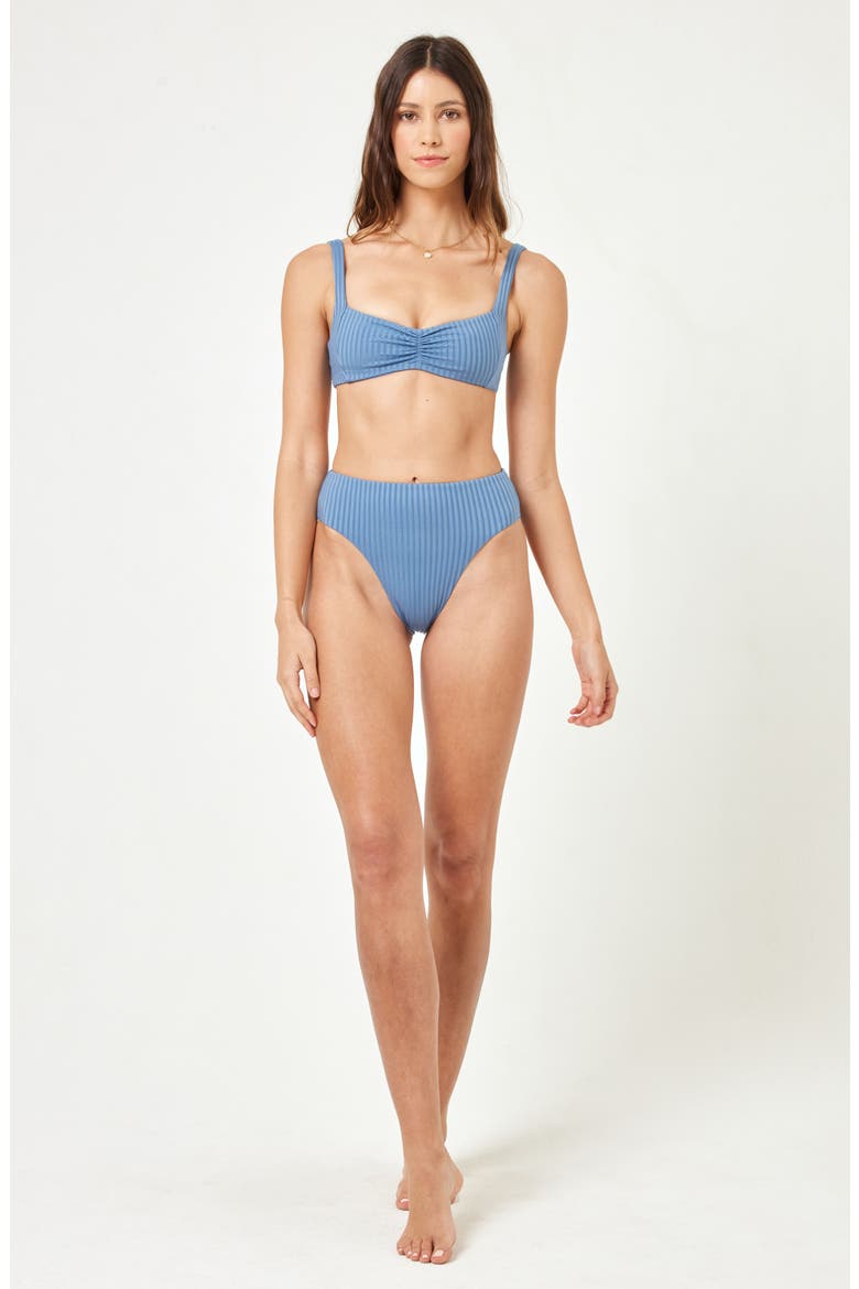 Savannah High Waist Bikini Bottoms, Alternate, color, BALTIC