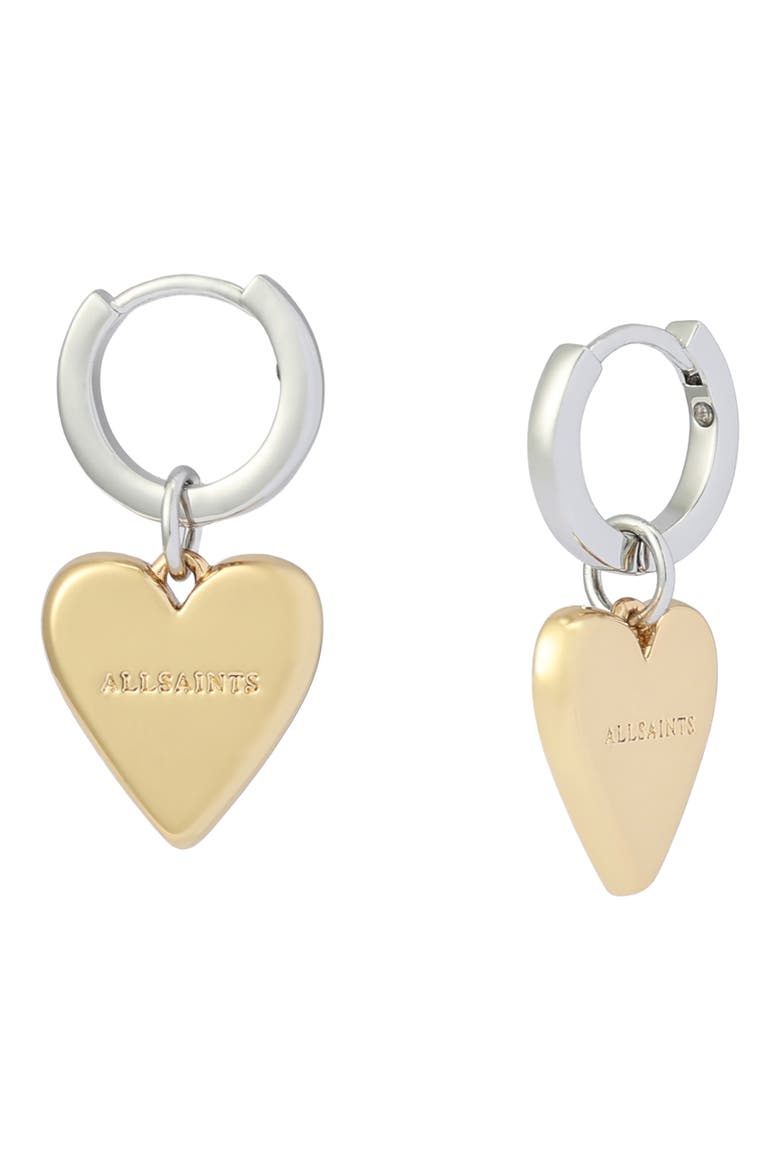 Heart Drop Huggie Hoop Earrings, Main, color, TWO TONE SHINY