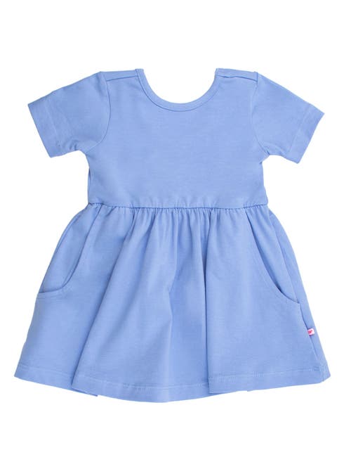 Rufflebutts Babies' Knit Short Sleeve Twirl Dress In Blue