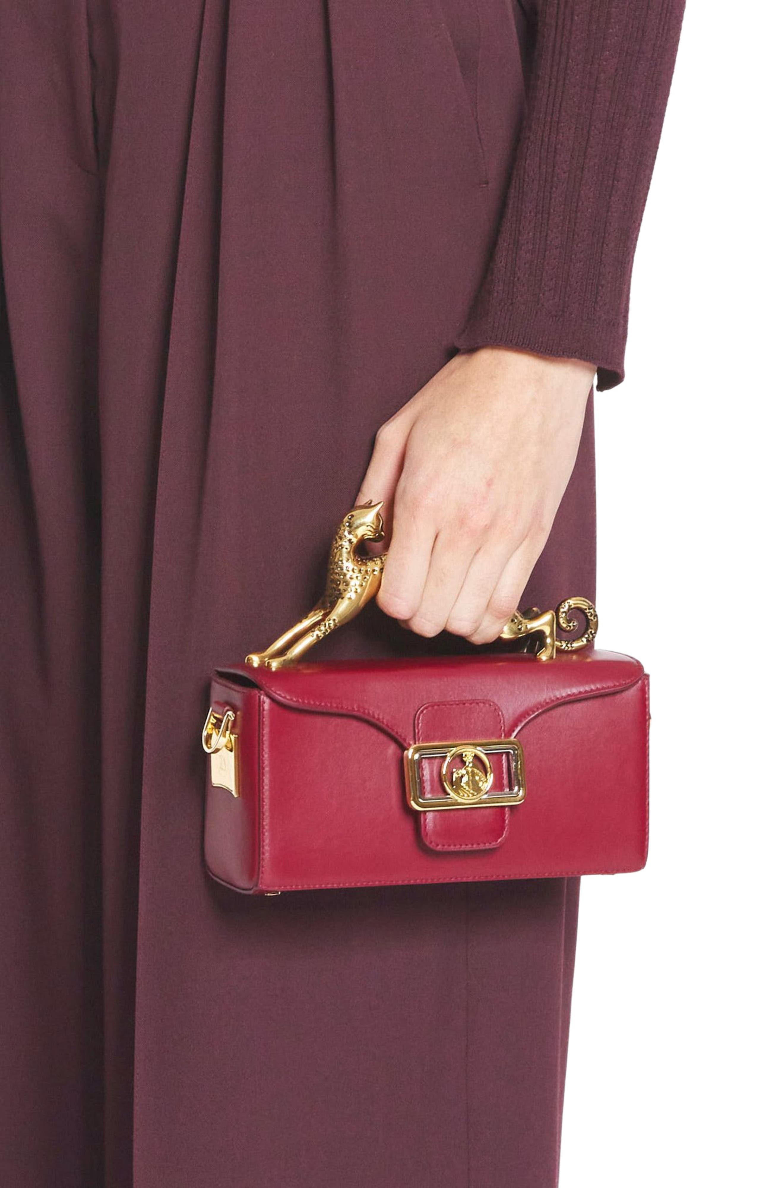 Lanvin Nano Pencil Cat Leather Bag, Alternate, color, 