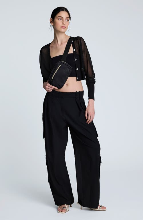 Kenneth Cole Cropped Cardigan With Saddle Shoulders In Black