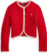 Polo Ralph Lauren Cable Knit Button Front Crop Cardigan