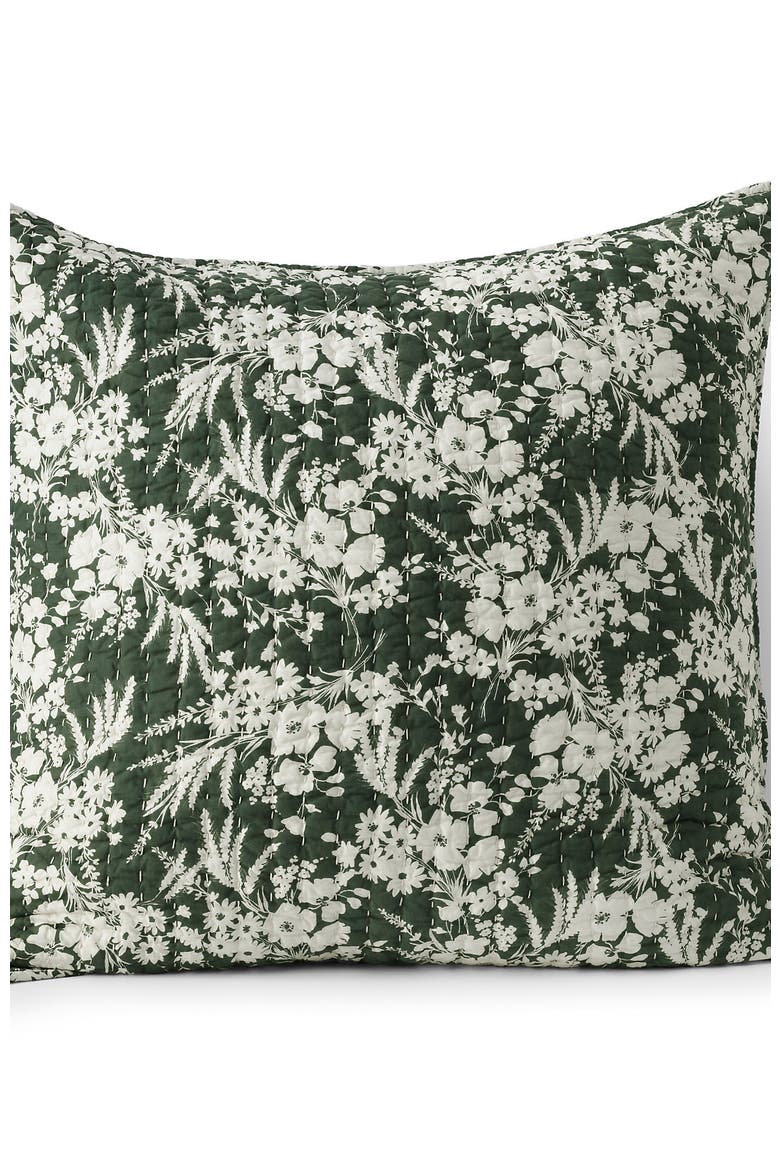 Seed Stitch Quilted Pillow Sham, Alternate, color, Fresh Evergreen Floral