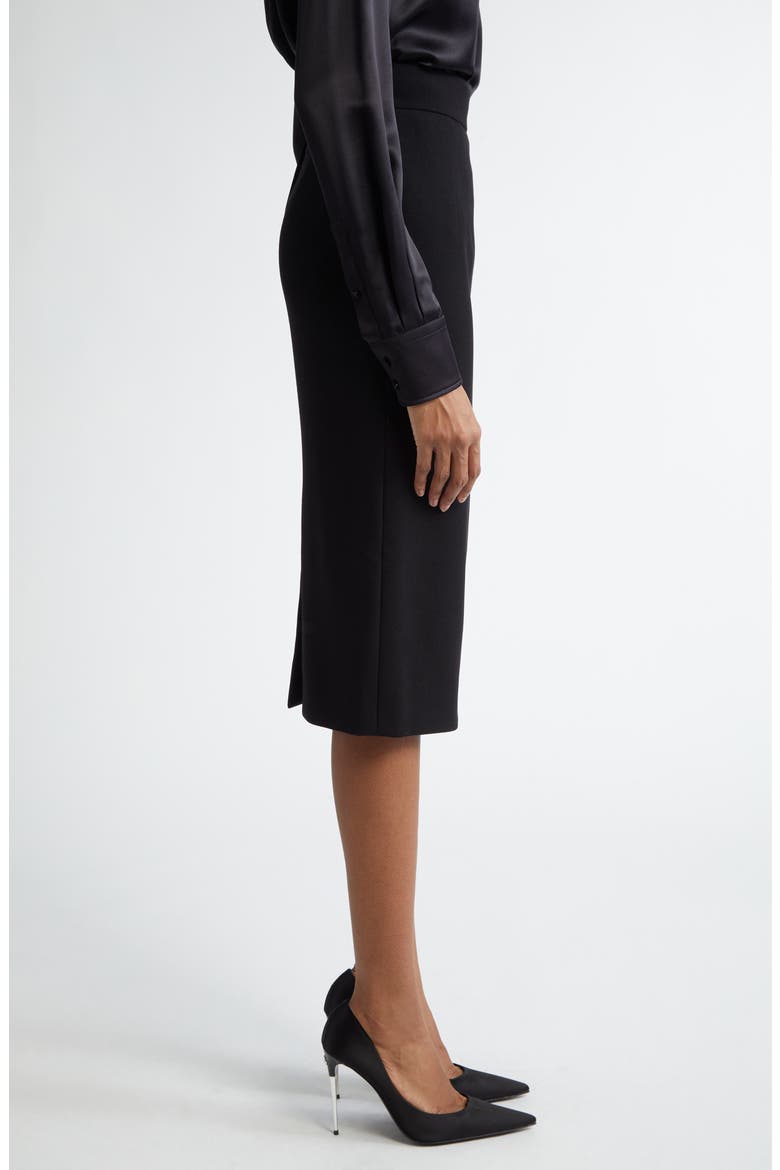 Virgin Wool Stretch Gabardine Skirt, Alternate, color, NERO