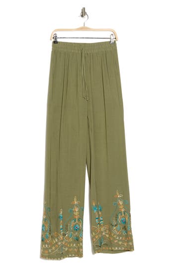 FORGOTTEN GRACE FORGOTTEN GRACE EMBROIDERED DRAWSTRING PANTS 