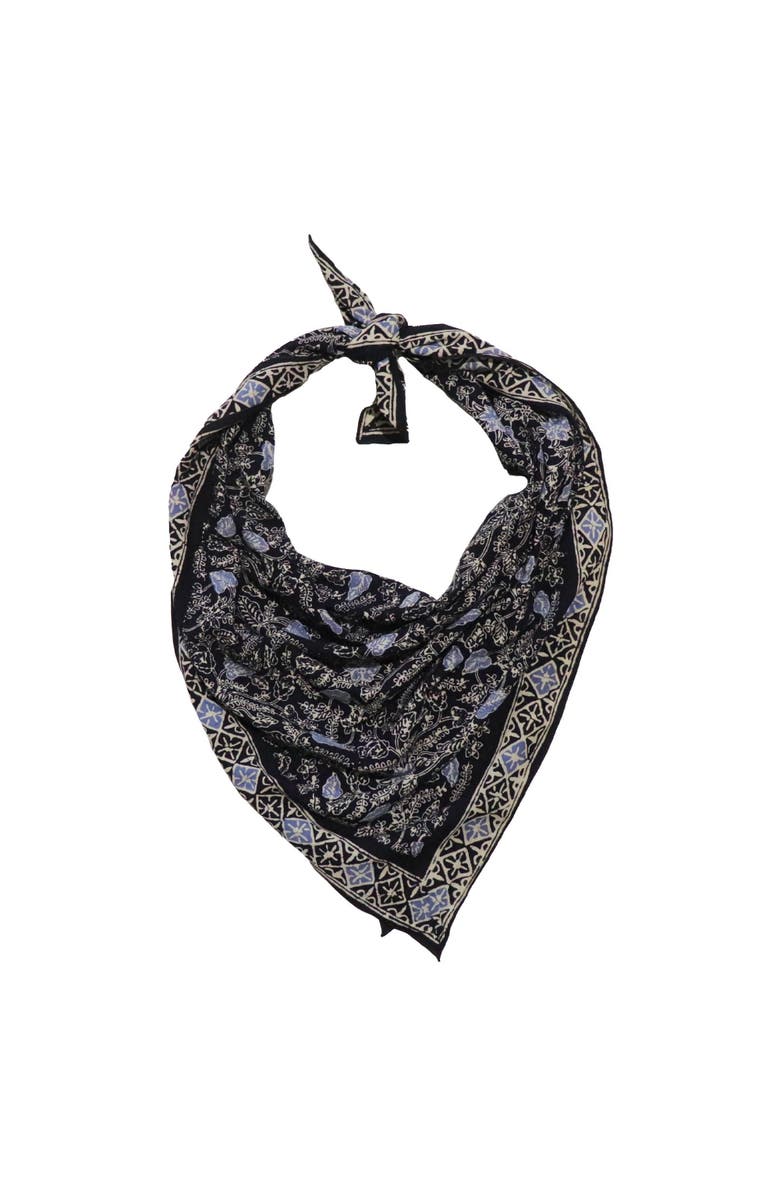 Kasih Co-op Wild Rag Batik Bandana Blue Navy Foliage, Alternate, color, Blue Navy