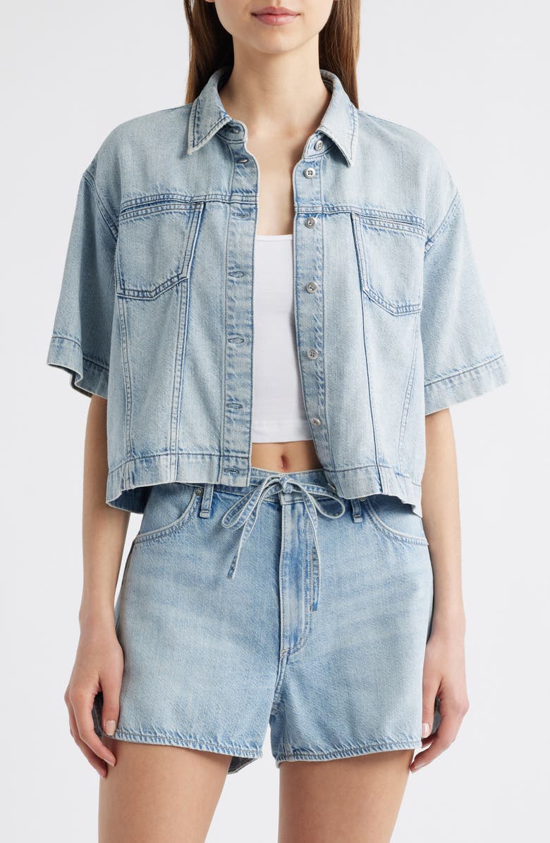 rag & bone Abby Crop Denim Button-Up Shirt, Alternate, color, Kierra