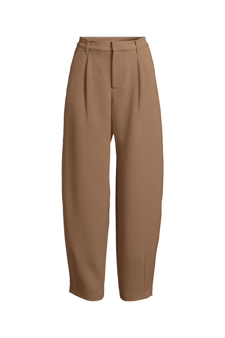 Crepe High Rise Pleated Barrel Leg Ankle Pants, Alternate, color, Honey Beige