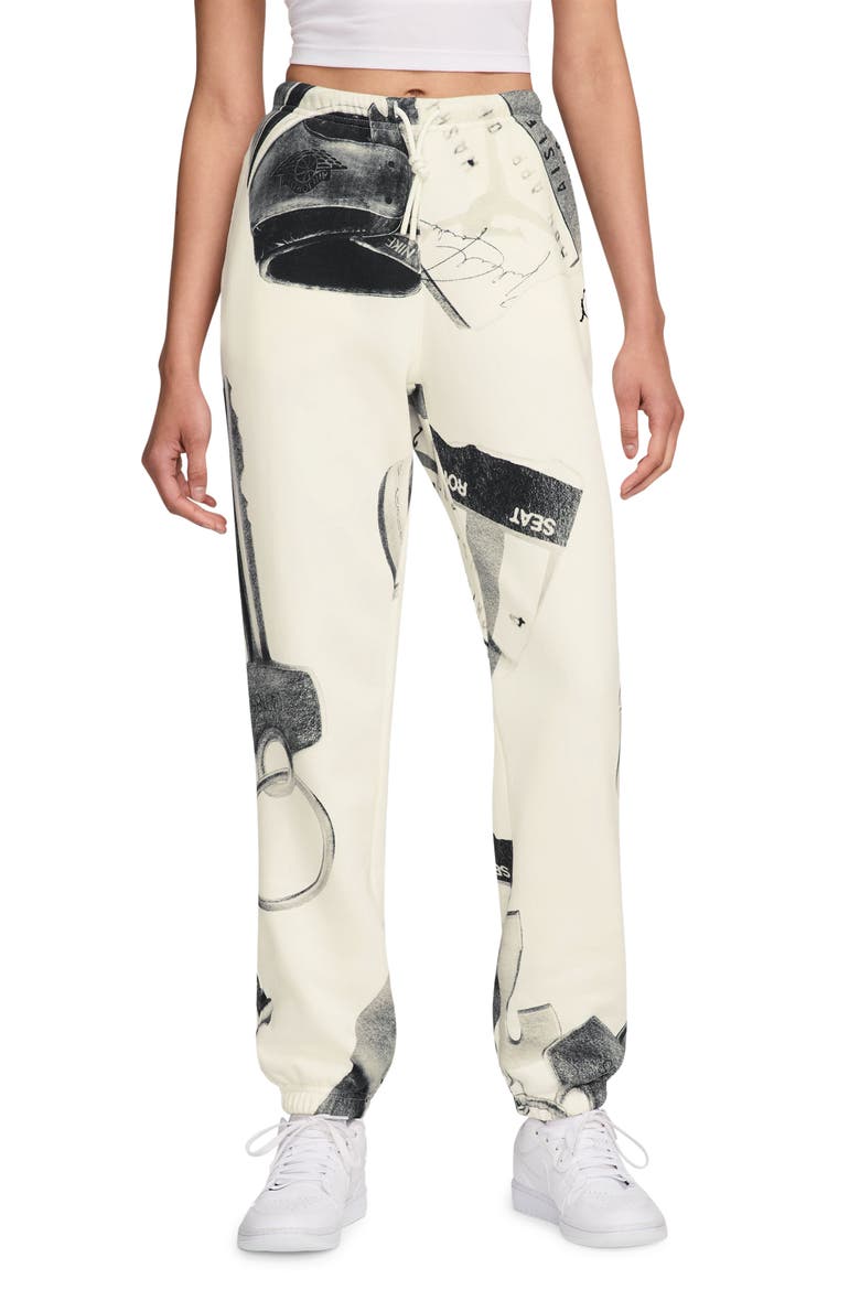 Brooklyn Fleece Print Sweatpants, Main, color, SAIL/ BLACK