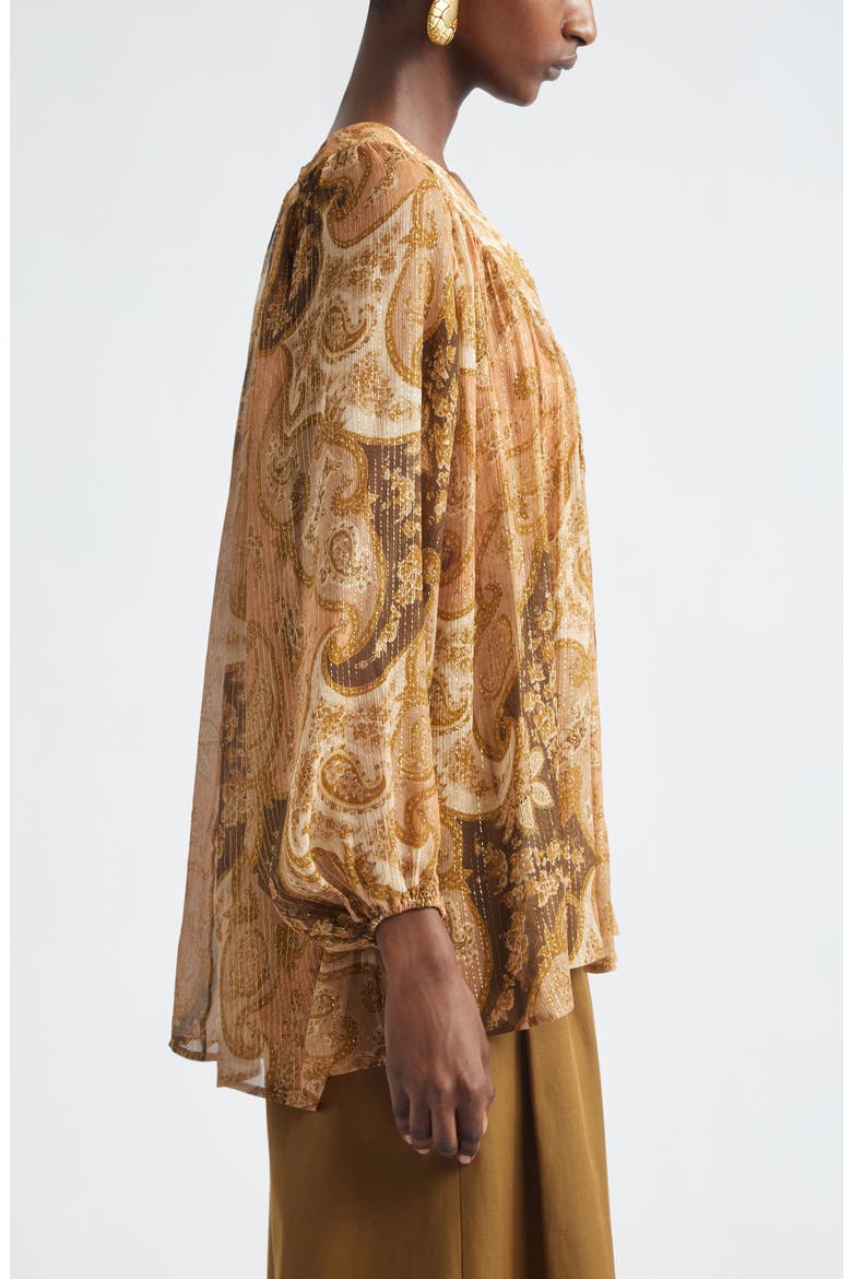 Kindred Spirit Carousel Batwing Silk Blend Top, Alternate, color, BISCUIT PAISLEY