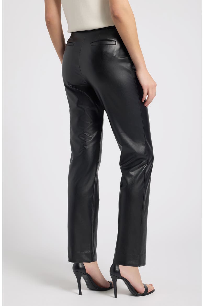 Pull On Faux Leather Straight Leg Pants, Alternate, color, ANNE BLACK