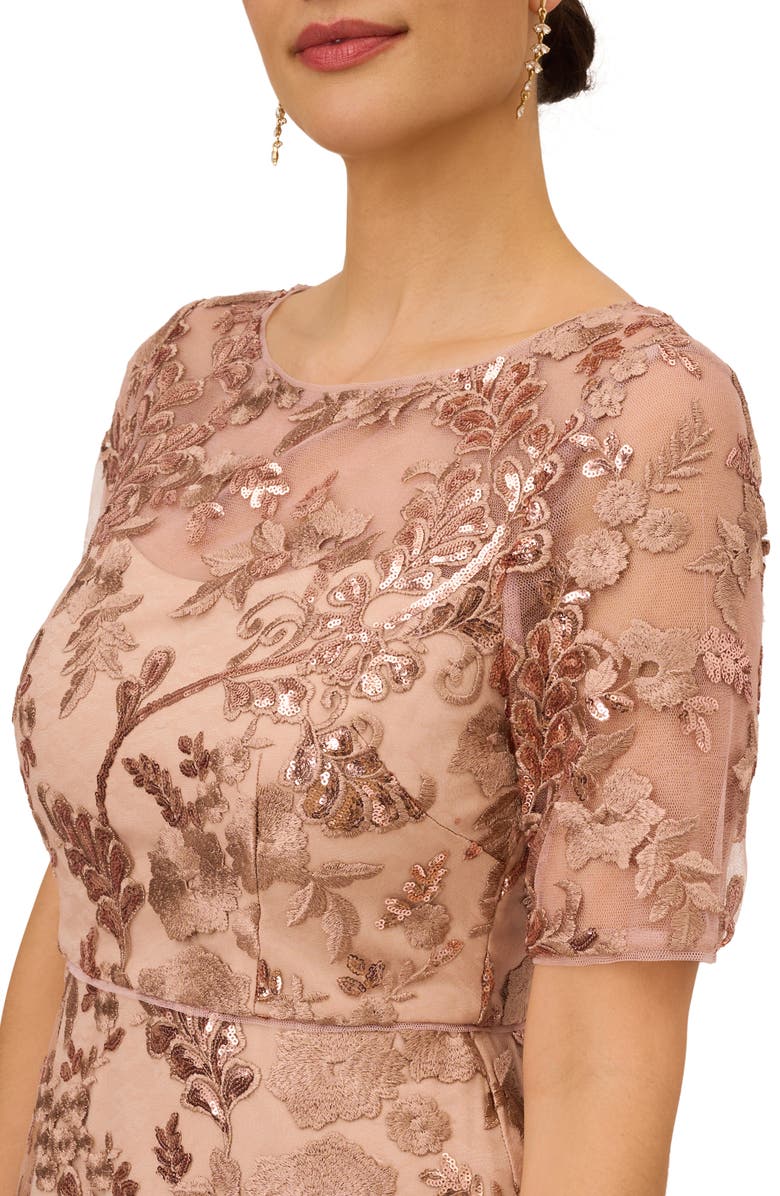 Adrianna Papell Embroidered Sequin Midi Fit & Flare Dress, Alternate, color, 