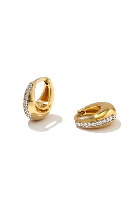 14kt Gold Vermeil Mini Graduated Hoop Earrings with White Topaz