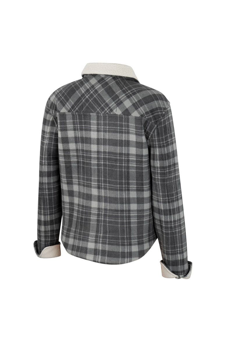 Women's Colosseum x Wrangler  Charcoal Michigan Wolverines Plaid Polar Fleece Button-Up Jacket, Alternate, color, Charcoal