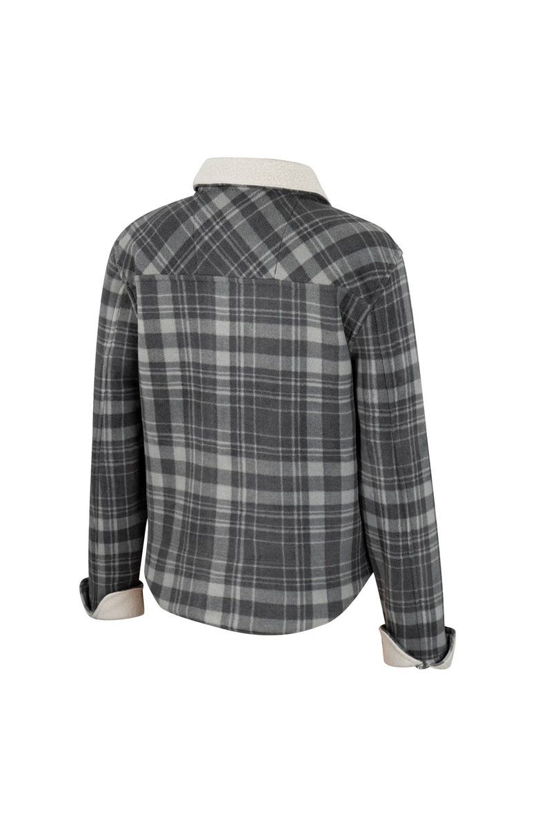 COLOSSEUM X WRANGLER Women's Colosseum x Wrangler  Charcoal Michigan Wolverines Plaid Polar Fleece Button-Up Jacket, Alternate, color, Charcoal