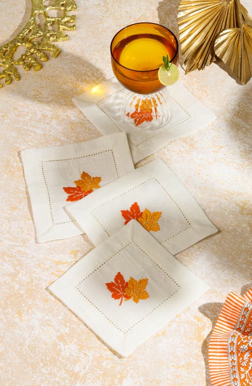 Tiramisu Set Of 4 Embroidered Coasters In White