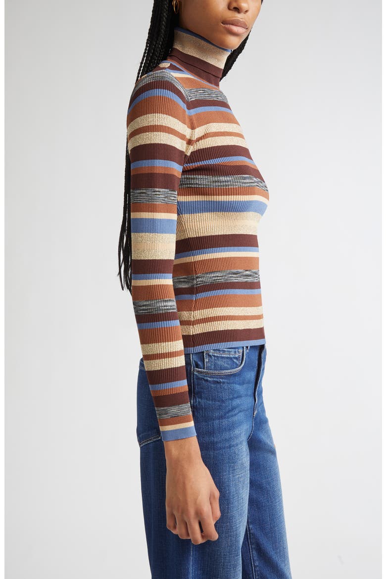 Olene Stripe Turtleneck Sweater, Alternate, color, STONE BLUE/ BROWN MULTI