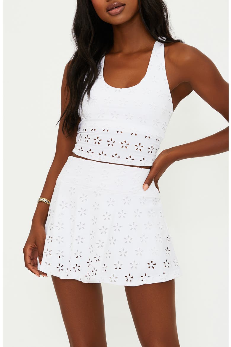 Yara Racerback Crop Tank, Main, color, WHITE MAGNOLIA EYELET