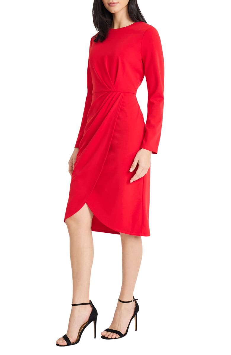 Maggy London Long Sleeve Tulip Dress, Alternate, color, Salsa