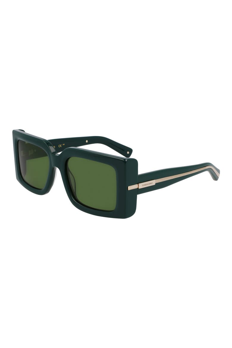 Prisma 55mm Modified Rectangular Sunglasses, Alternate, color, DARK GREEN