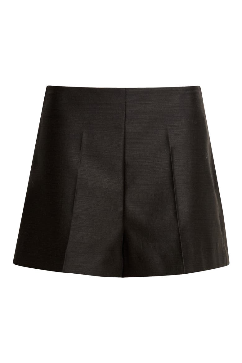 Saskia Wool & Silk Shorts, Main, color, BLACK