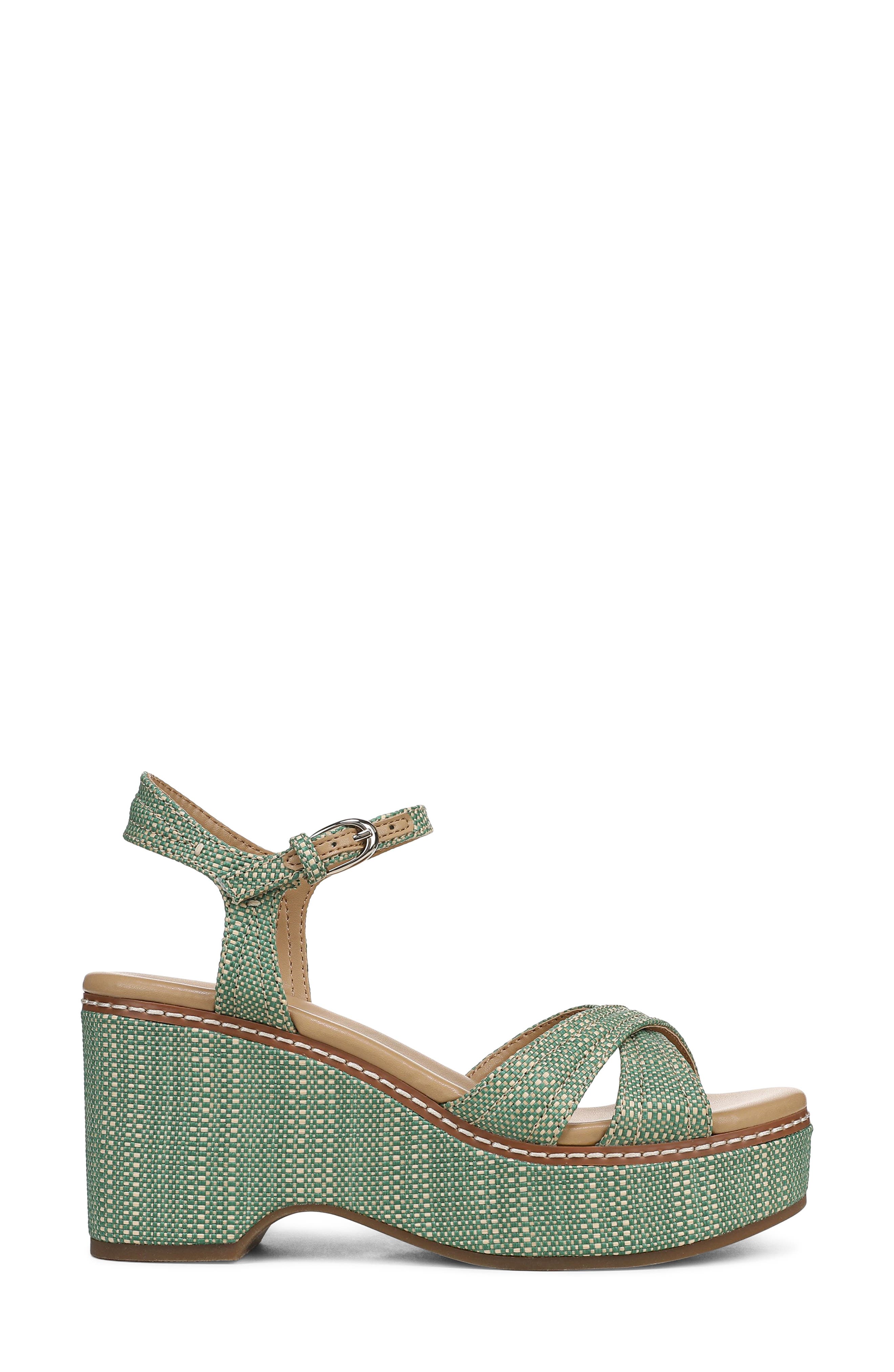 Naturalizer Dovie Raffia Ankle Strap Platform Sandal, Alternate, color, Green Mutli