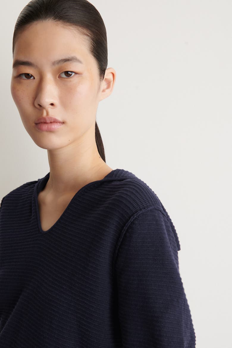 Sailor-collar Knitted Top, Alternate, color, NAVY