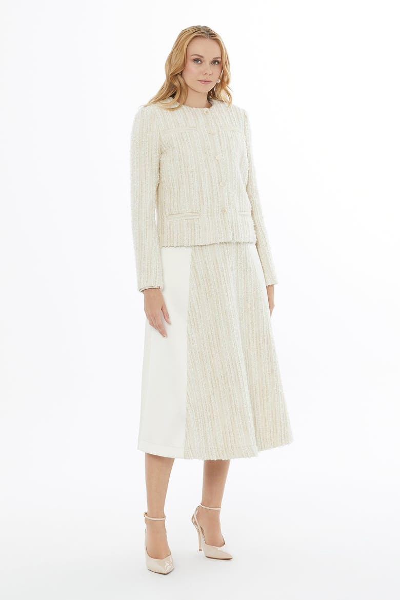 Button-Front Long-Sleeve Short Layering Jacket, Alternate, color, Ecru