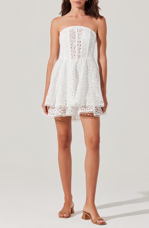Deasia Eyelet Embroidery Strapless Minidress
