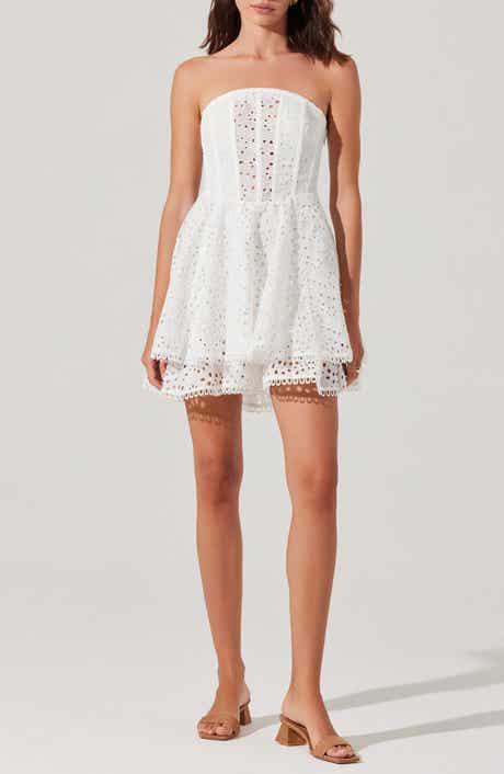 ASTR the Label Deasia Eyelet Embroidery Strapless Minidress
