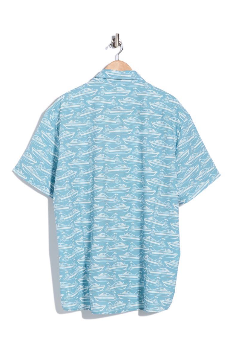 Lind Performance Print Short Sleeve Button Up Shirt, Alternate, color, SLATE