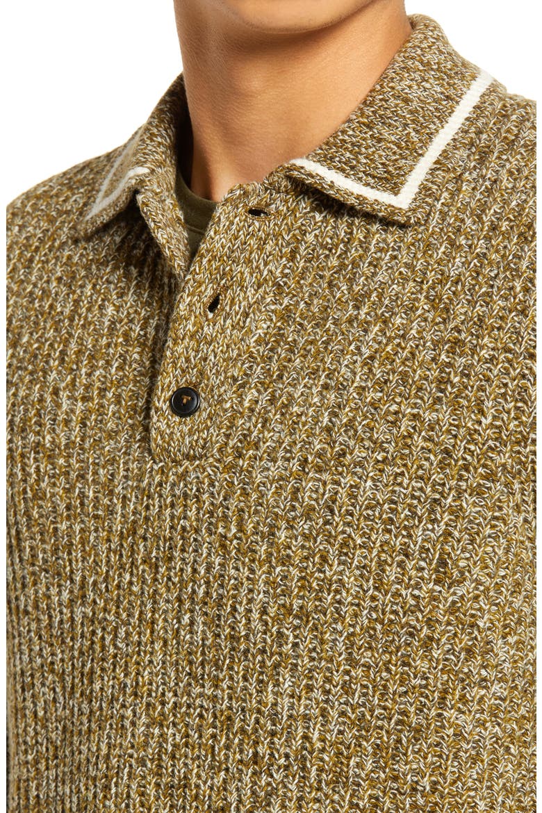 Tames Mouline Polo Sweater, Alternate, color, KHAKI