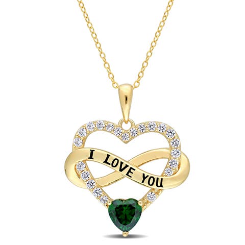 Color Zirconia Infinity Heart Necklace Yellow-Plated