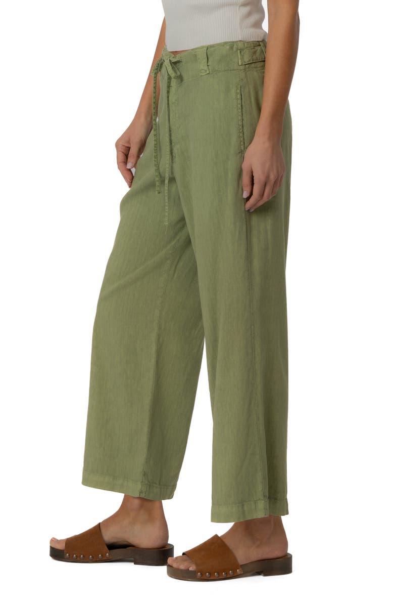 KUT from the Kloth Kate Drawstring Linen Blend Crop Wide Leg Jeans, Alternate, color,