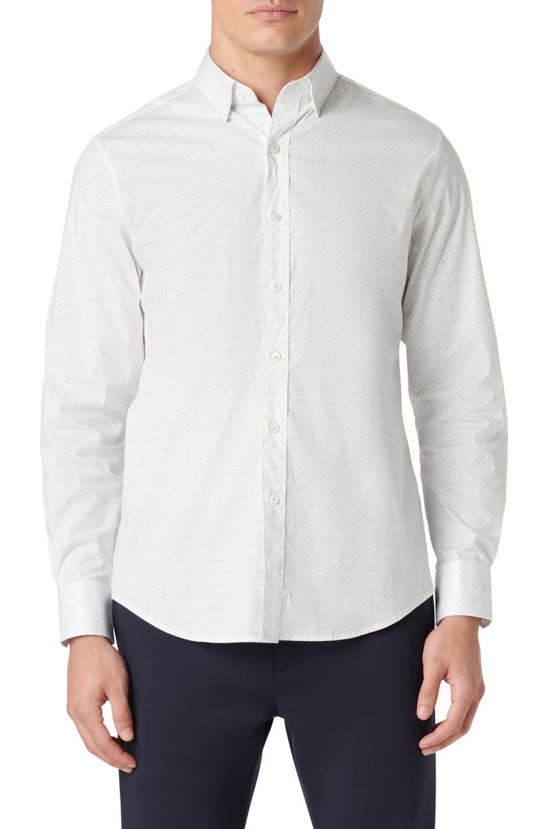 Bugatchi Karl Shaped Fit Button-Up Shirt, Main, color, White