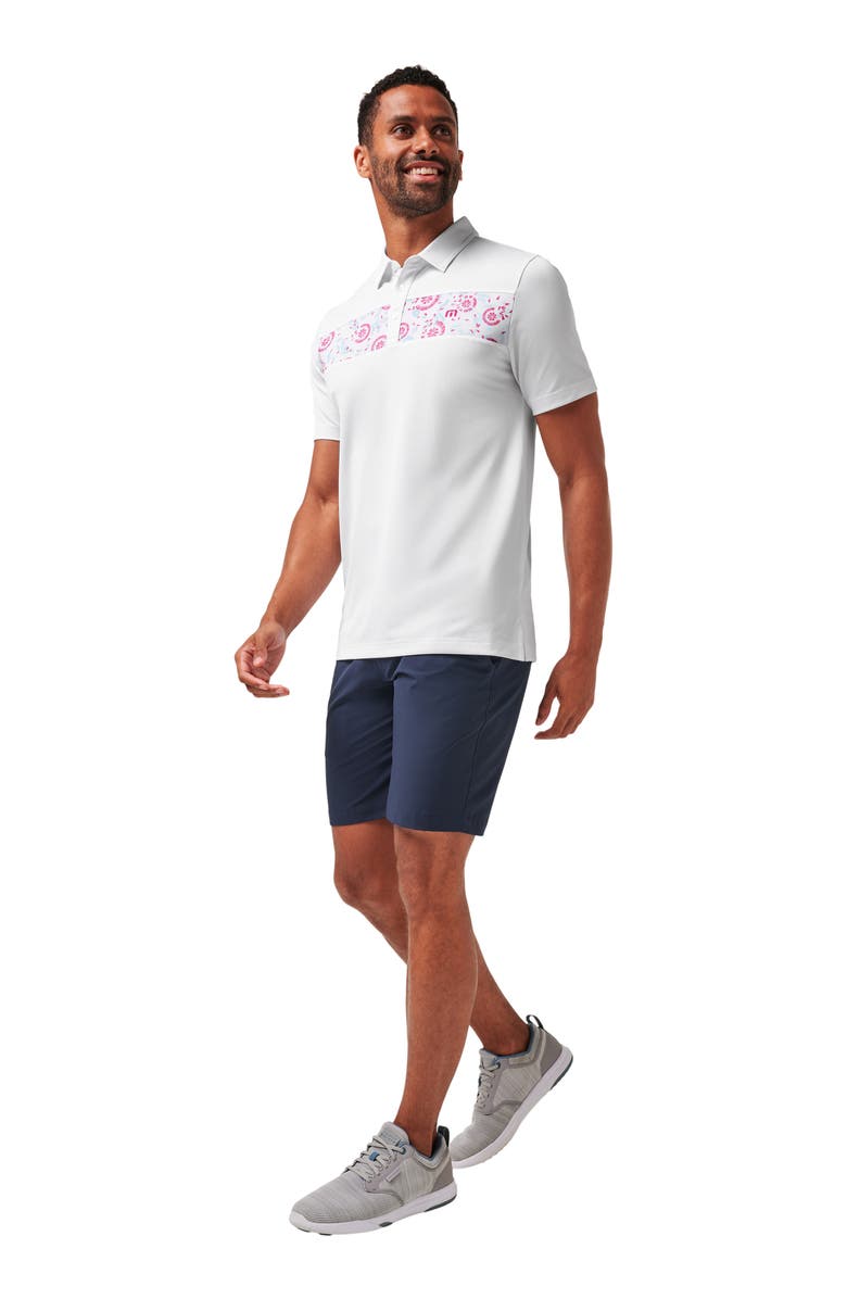 TravisMathew Good Good Flourish Chest Stripe Polo, Alternate, color, White
