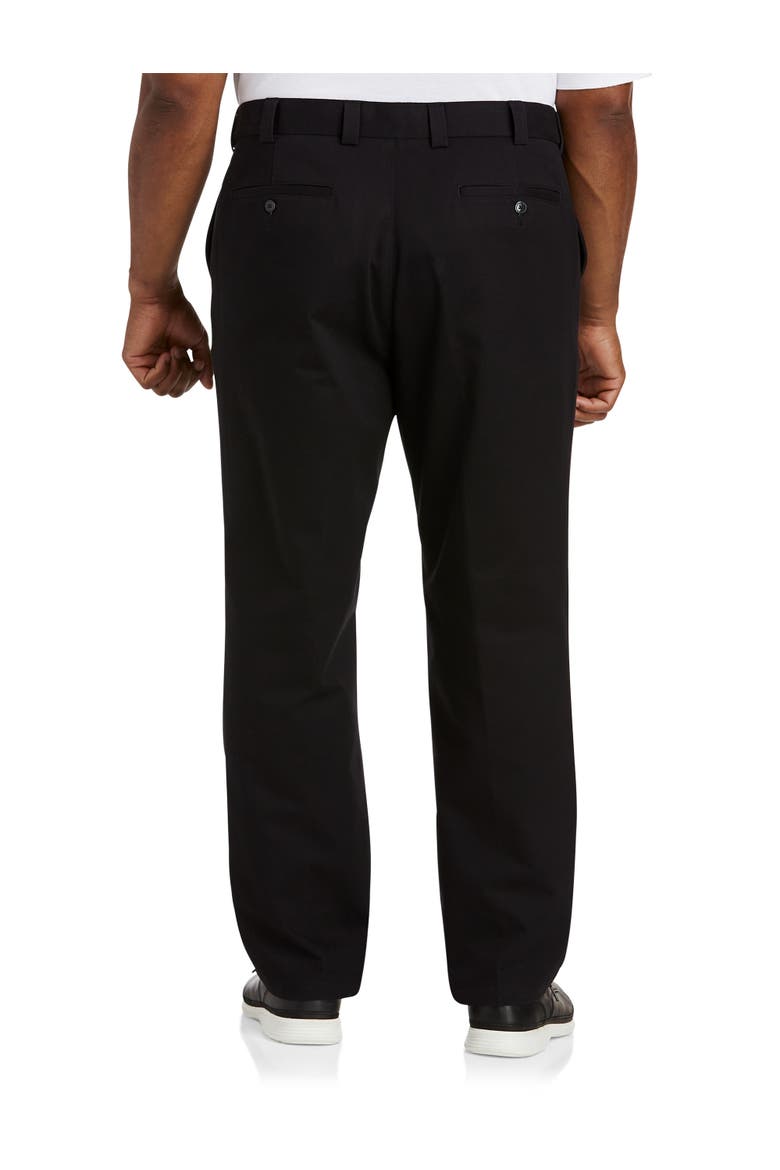 Big & Tall Flat-Front Twill Pants, Alternate, color, BLACK