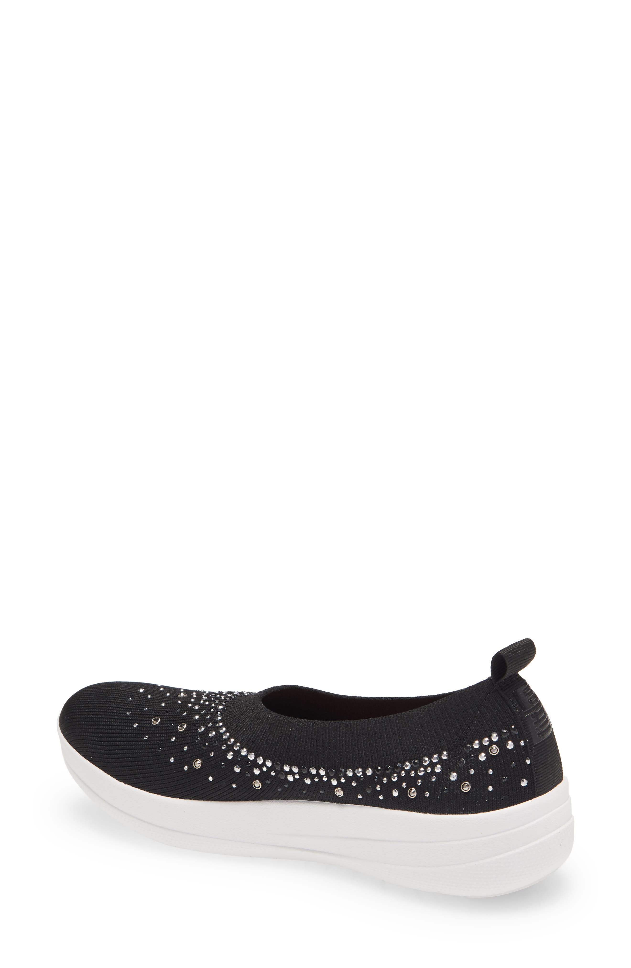 FitFlop Uberknit<sup>™</sup> Crystal Ballerina Slip-On Sneaker, Alternate, color, Black Fabric