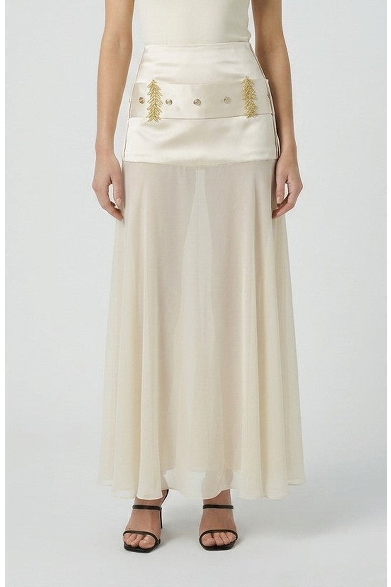 Sheer High Waist Half Skirt, Main, color, Beige