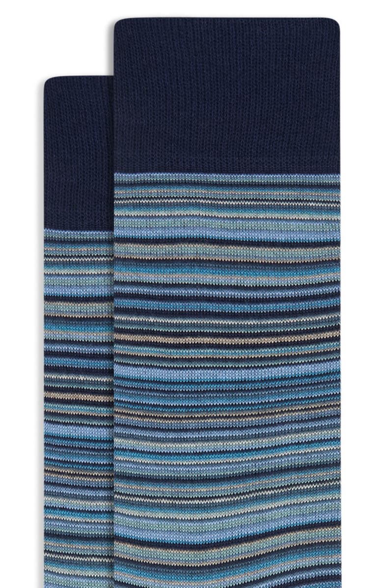 Bugatchi Stripe Cotton Blend Dress Socks, Alternate, color, Shark