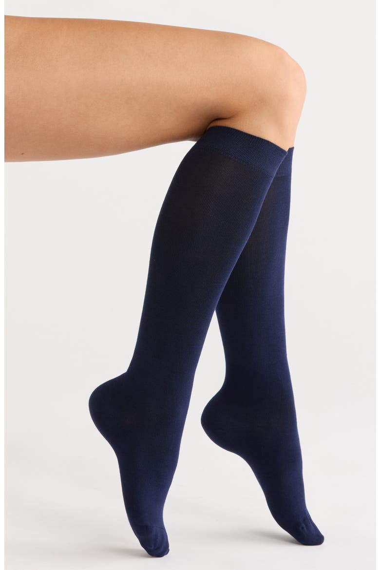 Assorted 2-Pack Everyday Flat Knit Knee High Socks, Main, color, NAVY MULTI PK